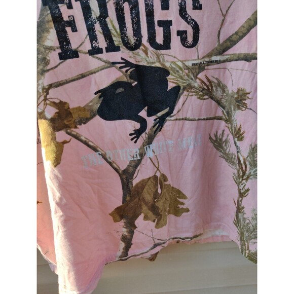 "FROGS The Other White Meat" Real Tree Pink Camo Shirt T-Shirt Womens XL Code 5 - Picture 5 of 12